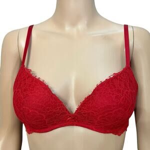 Victorias Secret Dream Angels Padded No Wire Bra 34B Red Lace Valentines Day